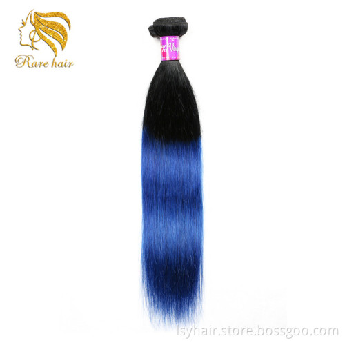 Fantasy Hair Smooth Straight Weave Dyed, Colored Ombre Blue Weaving Vivi Human Hair,Peruvian Straight Hair 5aaaaa